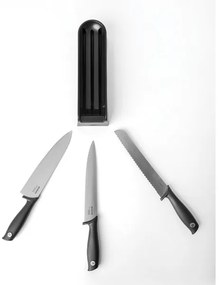 Brabantia 1001176 Σετ Μαχαίρια με Βάση από Ανοξείδωτο Ατσάλι 3τμχ Tasty+ Dark Grey