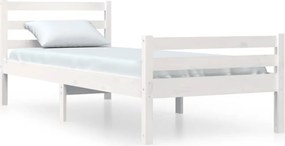 vidaXL Πλαίσιο Κρεβατιού Λευκό 100 x 200 εκ. από Μασίφ Ξύλο