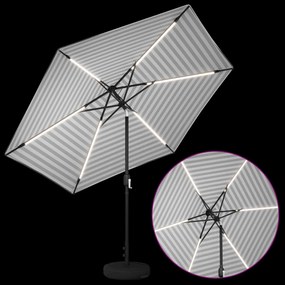 vidaXL Ομπρέλα Κήπου με LED Φώτα και Βάση 300 x 300 cm Πολυεστέρας