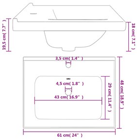 ΝΙΠΤΗΡΑΣ ΜΠΑΝΙΟΥ ΟΡΘΟΓΩΝΙΟΣ ΛΕΥΚΟΣ 61 X 48 X 19,5 ΕΚ. ΚΕΡΑΜΙΚΟΣ 153709