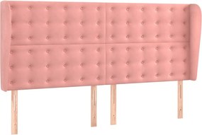 vidaXL Κρεβάτι Boxspring με Στρώμα &amp; LED Ροζ 200x200 εκ. Βελούδινο