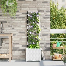 vidaXL Γλάστρα Κήπου με Πλέγμα Λευκή 40x40x143 εκ
