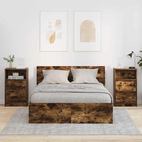 vidaXL Κομοδίνα με συρτάρι 2 pcs Καπνιστό Δρύς 40 x 30 x 467 εκ