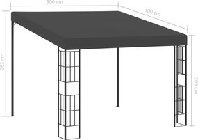 vidaXL Κιόσκι Επιτοίχιο Ανθρακί 3 x 3 μ. Υφασμάτινο