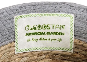 GloboStar® Artificial Garden SYROS 20281 Διακοσμητικό Πλεκτό Καλάθι - Κασπώ Γλάστρα - Flower Pot Μπεζ με Γκρι Φ20cm x Υ20cm