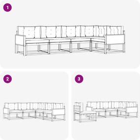 vidaXL Σειρά Καναπέ Εξωτερικού 5 pcs Φυσικό και Ανθρακί