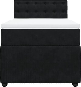 vidaXL Κρεβάτι Boxspring με Στρώμα Μαύρο 80 x 200 εκ. Βελούδινο
