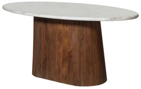 Τραπέζι Τραπεζαρίας Οβάλ Purger HM9715 180x90x76cm Ξύλο Mango Μάρμαρο White Marble,Wood