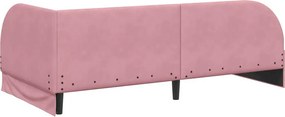 vidaXL Κρεβάτι Γωνίας Ροζ 90 x 190 cm Βελούδο