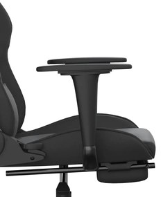 Καρέκλα Gaming Μασάζ Υποπόδιο Μαύρο από Συνθετικό Δέρμα - Μαύρο