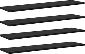 vidaXL Ράφι Βιβλίων 4 pcs Μαύρο 80 x 20 x 1,5 cm Επεξεργασμένο ξύλο