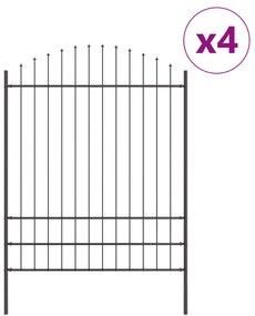 vidaXL Φράχτης κήπου  με καμπύλη κορυφή, Γκρι, 6,8x2 μ, Χάλυβας