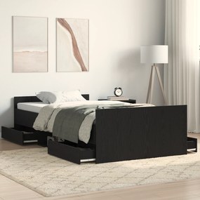 vidaXL Κρεβάτι χωρίς στρώμα μαύρης δρυός 100x200 εκ. επεξεργασμένο ξύλο