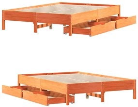 Σκελετός Κρεβ. Χωρίς Στρώμα Καφέ Κεριού 135x190 εκ Μασίφ Πεύκο 3301727