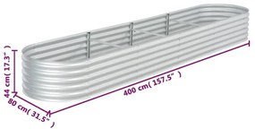 Ζαρντινιέρα Υπερυψωμένη Ασημί 400x80x44 εκ. Γαλβανισμ. Χάλυβας - Ασήμι