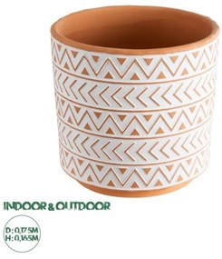 Διακοσμητικό Κεραμικό Κασπώ Γλάστρα-Flower Pot Λευκό με Πορτοκαλί Φ17.5 x Υ16.5cm 20498 Globostar 20498