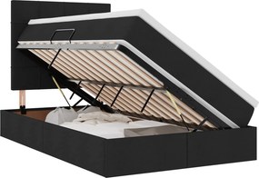 vidaXL LED Κρεβάτι αποθήκευσης με στρώμα Μαύρο 120 x 200 cm Ύφασμα