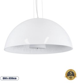 01271 GloboStar® SERENIA 01271 Μοντέρνο Κρεμαστό Φωτιστικό Καμπάνα Μονόφωτο 1 x E27 IP20 Λευκό Μέταλλο με Λευκό Γύψο - Μ60 x Π60 x Υ30cm