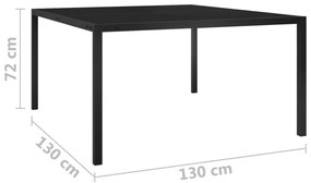 Τραπέζι Κήπου Μαύρο 130 x 130 x 72 εκ. από Ατσάλι και Γυαλί - Μαύρο