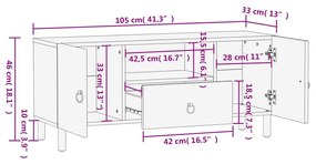 Έπιπλο Τηλεόρασης 105 x 33 x 46 εκ. από Μασίφ Ξύλο Μάνγκο - Καφέ