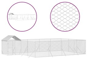 vidaXL Κλουβί Σκύλου Εξ. Χώρου με Οροφή Ασημί 10x6x2,5 μ. Γαλβ. Ατσάλι