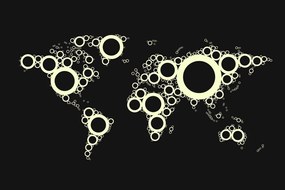 Εικόνα σε παγκόσμιο χάρτη φελλού που αποτελείται από κύκλους σε αντίστροφη μορφή