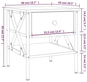 Κομοδίνα 2 τεμ. Καπνιστή Δρυς 40x42x45 εκ. Επεξεργασμένο Ξύλο - Καφέ