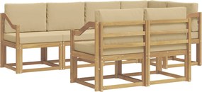 vidaXL Σειρά Καναπέ Εξωτερικού 7 pcs Λευκό και Μπεζ Πολυεστέρας