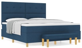 vidaXL Κρεβάτι με Υποστήριξη και Πάγκο Μπλε 180x200 εκ. Ύφασμα