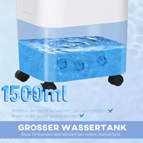 Air Cooler Air Conditioner 3 Modes 7,5 Hour Timer Rollable Plastic White