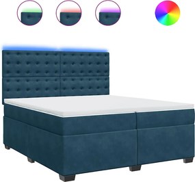 vidaXL Κρεβάτι Boxspring με Στρώμα Μπλε 200x200 εκ. Βελούδινο