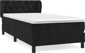 vidaXL Κρεβάτι Boxspring με Στρώμα Μαύρο 80 x 200 εκ. Βελούδινο