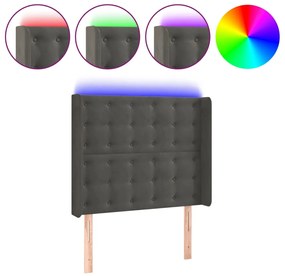 vidaXL Κεφαλάρι Κρεβατιού LED Σκούρο Γκρι 93x16x118/128εκ. Βελούδινο