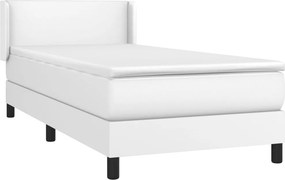 vidaXL Κρεβάτι Boxspring με Στρώμα Λευκό 80 x 200 εκ. Συνθετικό Δέρμα