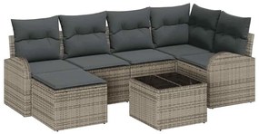 vidaXL Σετ Καναπέ Κήπου με μαξιλάρι 7 pcs Γκρι Πολυ ράταν