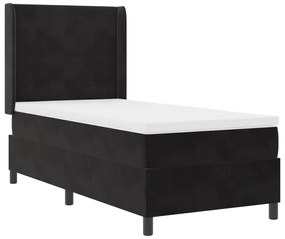 vidaXL Κρεβάτι με Σκαμπό και Στρώμα & LED Μαύρο 90x190 εκ. Βελούδο