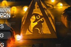 Σετ των 2 Intra απο ξύλο plywood Χρώμα wenge 3mm-4mm πάχος - Halloween Lantern , Halloween Decor Δίασταση 15x15 cm INTRAFABR-97730208