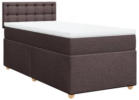 Κρεβάτι Boxspring με Στρώμα Σκούρο Καφέ 90x200 εκ. Υφασμάτινο - Καφέ