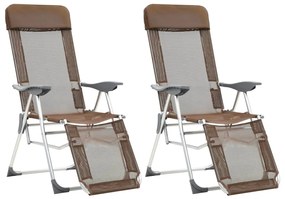 Καρέκλες Κάμπινγκ Πτυσσόμενες με Υποπόδια 2 τεμ. Καφέ Textilene - Καφέ