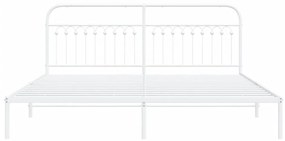 Πλαίσιο Κρεβατιού με Κεφαλάρι Λευκό 200 x 200 εκ. Μεταλλικό - Λευκό