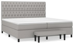 vidaXL Κρεβάτι Boxspring με Στρώμα Ανοιχτό Γκρι 200x200 εκ. Υφασμάτινο