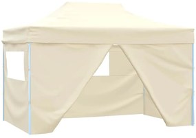 vidaXL Τέντα Εκδηλώσεων με 4 Τοιχώματα Πτυσσόμενη Pop-Up Κρεμ 3x4,5 μ.