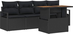 vidaXL Σετ Καναπέ Κήπου με μαξιλάρι 5 pcs Μαύρο