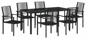 vidaXL Σέτ φαγητού για κήπο 7 pcs Μαύρο PVC ρατάν