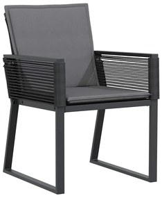 vidaXL Σέτ φαγητού για κήπο 5 pcs Μαύρο Χάλυβας με επίστρωση πούδρας