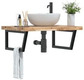 vidaXL Ράφι Νιπτήρα Τοίχου από Ατσάλι / Μασίφ Ξύλο Ακακίας