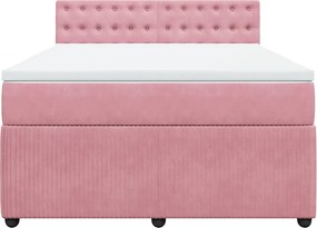 vidaXL Κρεβάτι Boxspring με Στρώμα Ροζ 140x190 εκ. Βελούδινο