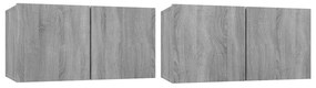 vidaXL Έπιπλα Τηλεόρασης Κρεμαστά 2 τεμ. Γκρι 60x30x30 εκ. Επεξ. Ξύλο