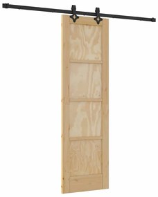 vidaXL Συρόμενη Πόρτα Φυσικό και μαύρο 61 x 198.5 εκ.