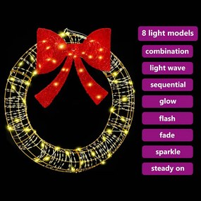 vidaXL Στεφάνι με 60 LED Θερμό λευκό 76 x 76 x 8 εκ PET